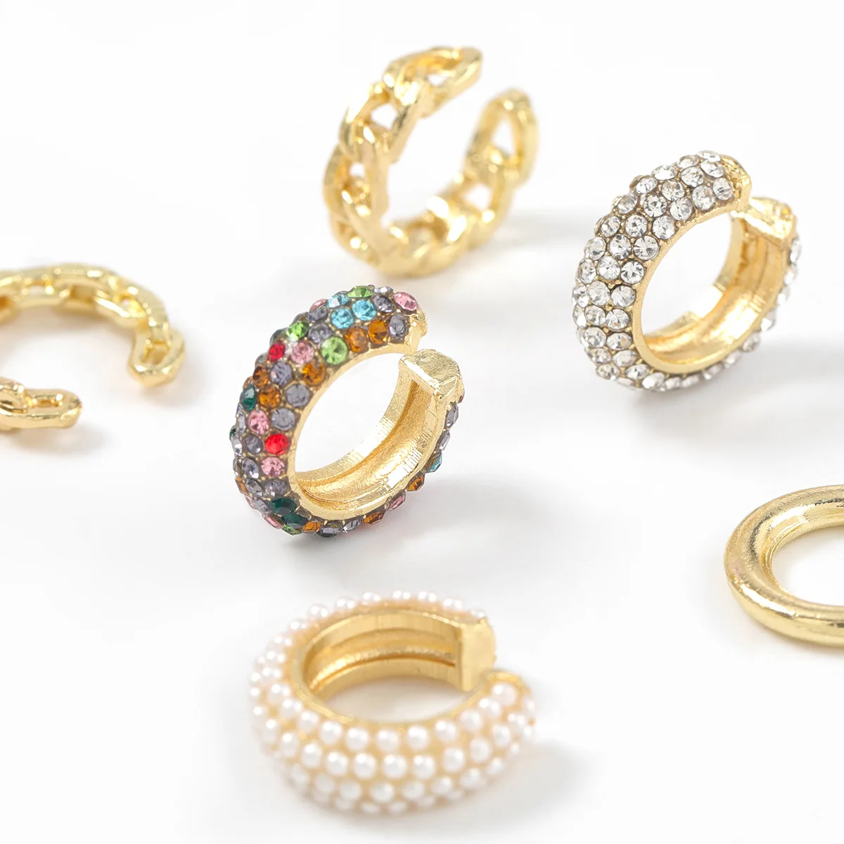 

Personality Alloy Imitation Pearl Rhinestone Metal Earrings Without Pierced Earrings Girl Popular Creative Party Clip Earrings