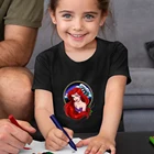 Модные уличные Детские футболки Disney, летняя футболка с принтом принцессы Ариэль и маленькой Русалочки, новые продукты с коротким рукавом