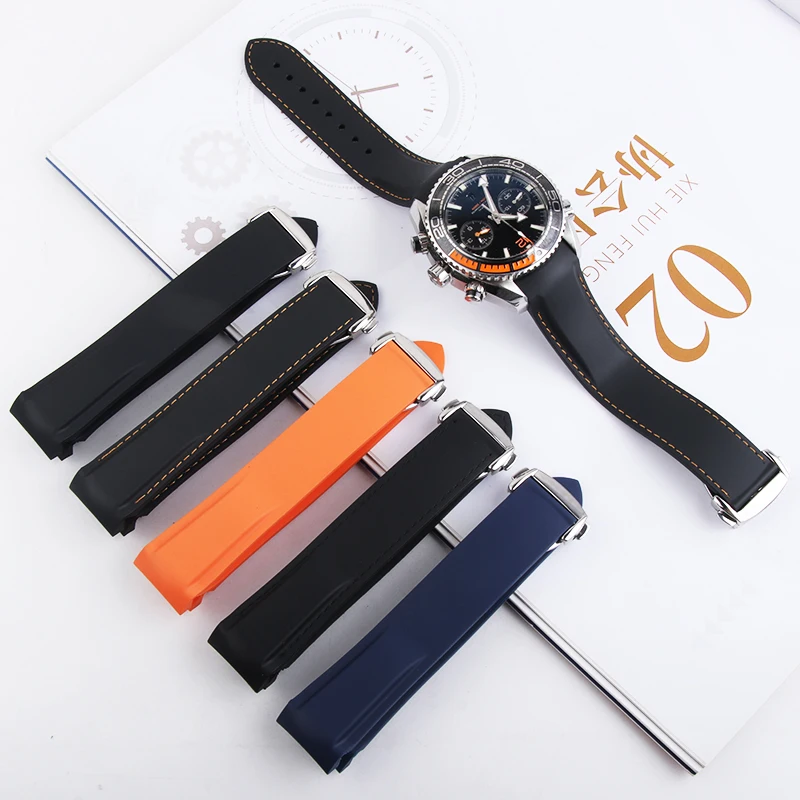 Ремешок резиновый для часов 20 мм 21 19 22 спортивный браслет Seamaster 300 Ocean 600 At150