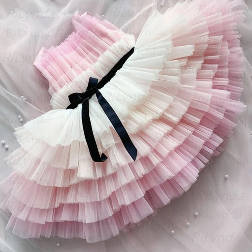 

Pink Princess Dress Pearl Beaded Puffy First Communion Dress Flower Girl Dresses Cute Children Girls Dress First Gown