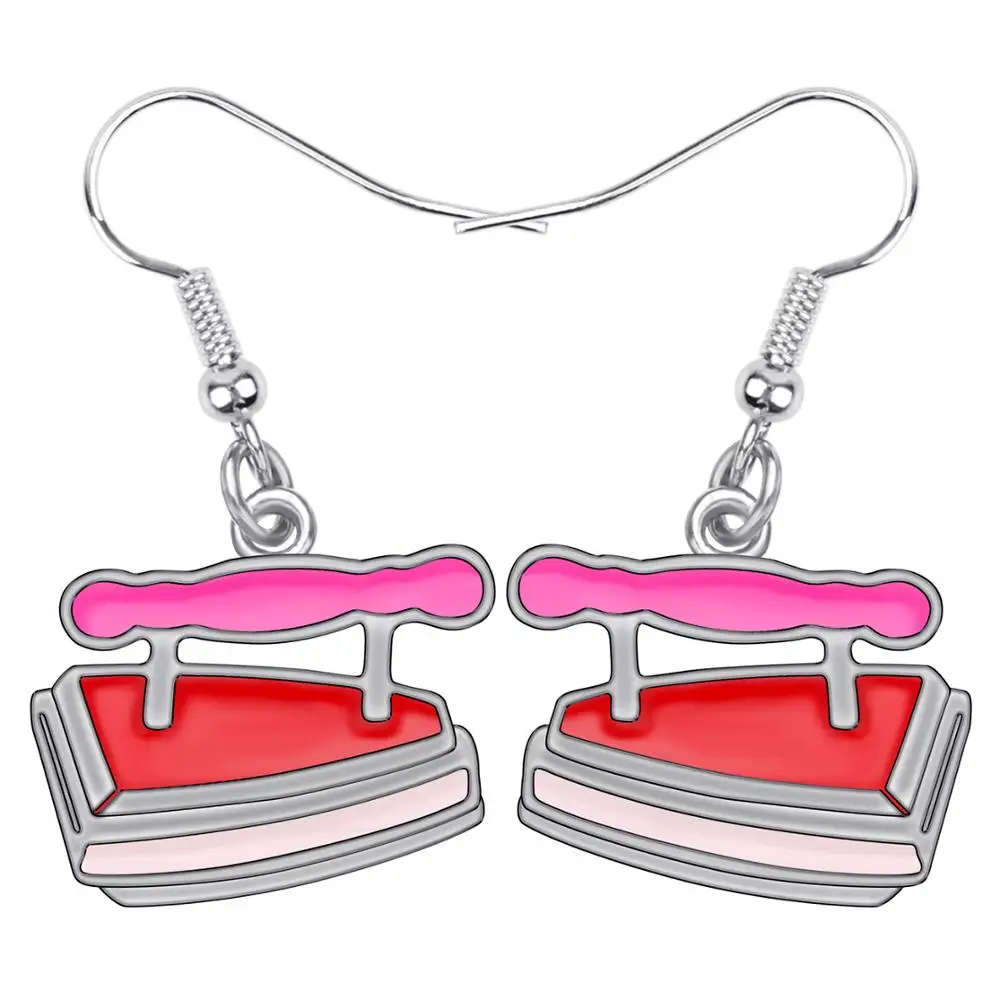 Bonsny Fashion Big Long Enamel Alloy Iron flatiron Tools Dangle Drop Earrings 2018 News Jewelry For Girls Women | Украшения и