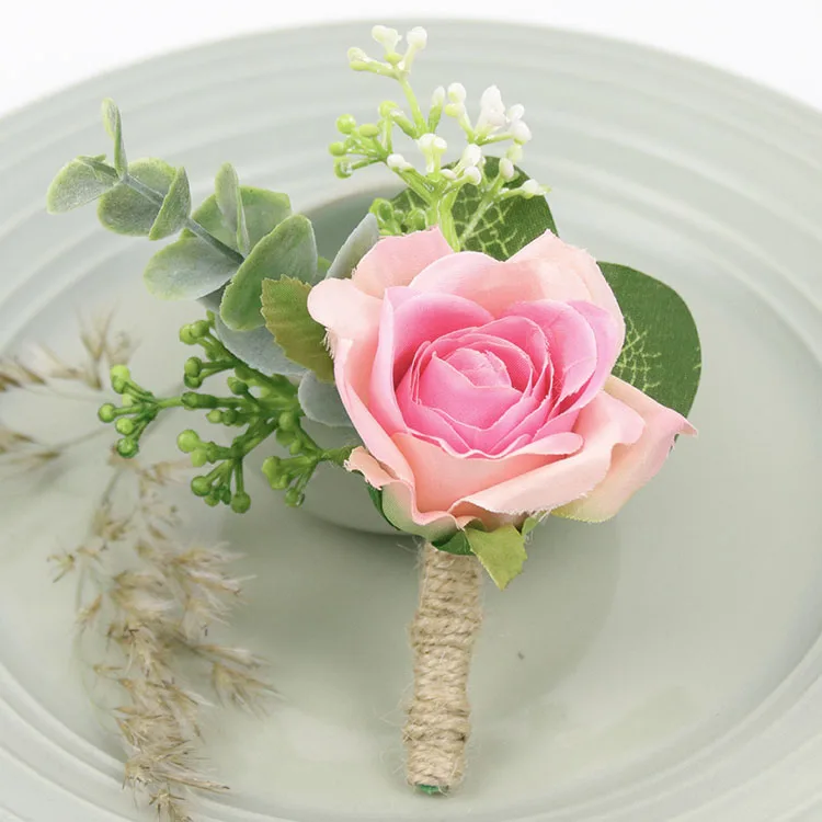 H Boutonniere YO CHO Свадебный планировщик розы Искусственный шелк цветок на запястье корсаж браслет жених бутоньерка белый свадебный для мужчин свадебные цветы - Цвет: H Boutonniere
