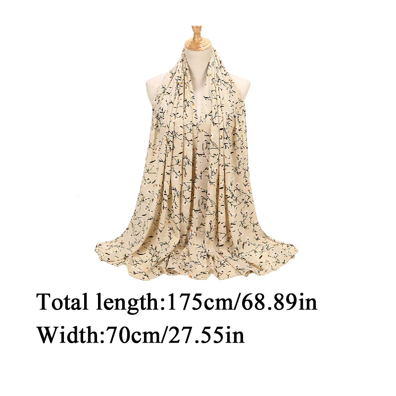 

Shawl Wraps Bubble Chiffon Oversized Size 72*175cm Hijab Scarf Floral Print Soft Long Scarves Turban Foulard Muslim Headscarf