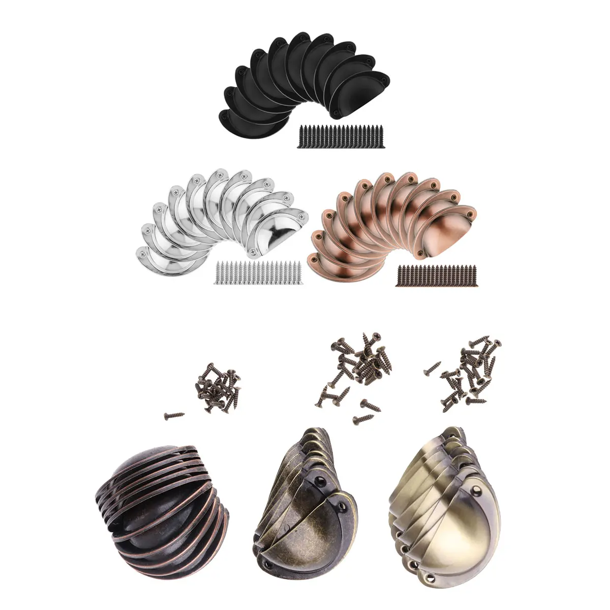 

Vintage Half Moon Knob Cabinet Drawer Door Pull Handle Closet Knob Retro Hardware Window Handle Pull Knobs with Screws Copper