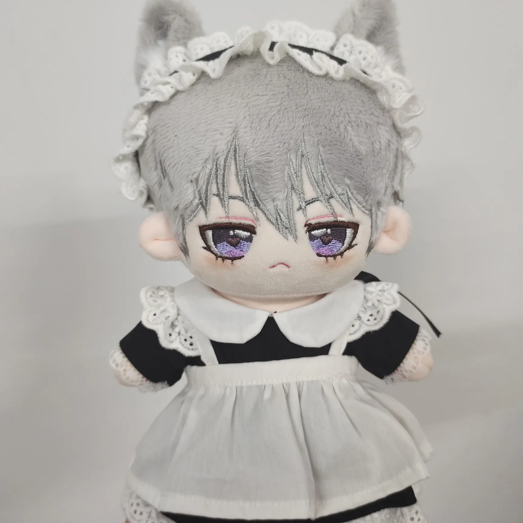 Conjunto de 3 unids/set de ropa de mu&ntilde;eca hecha a mano de 20cm, vestido de sirvienta, diadema, delantal, traje de mu&ntilde;ecas de peluche Kpop, juguetes, accesorios para mu&ntilde;ecas-0