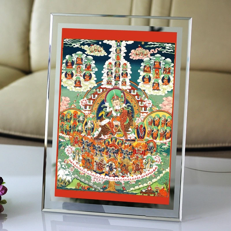 

Picture of ningmaba Da Yuan man conversion area lotus master conversion mirror (with staff) photo paper plastic Thangka