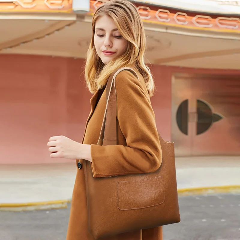 Сумка Zency женская из мягкой натуральной кожи саквояж-тоут большой вместимости