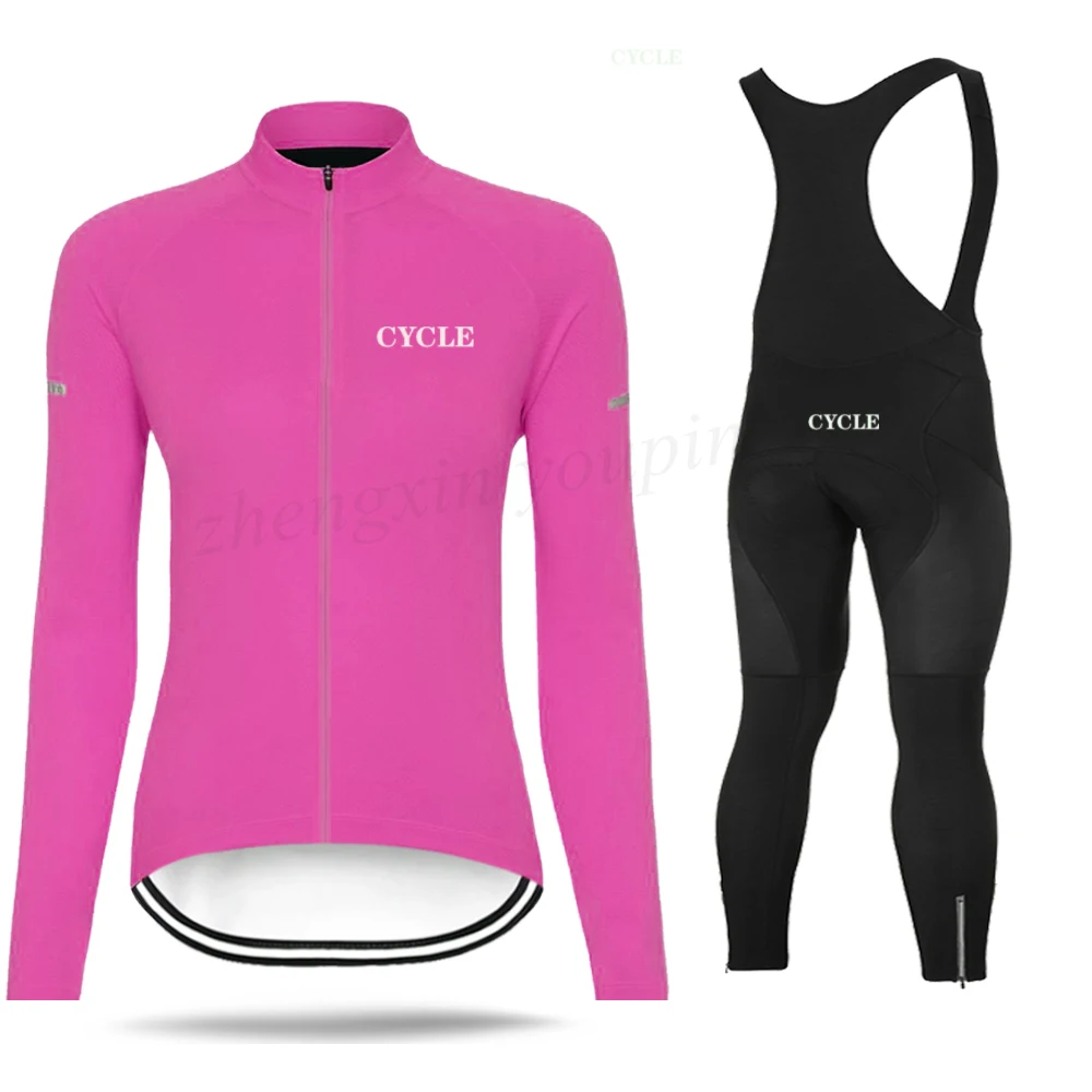 

New long sleeve cycling jersey set concise woman Spring Autumn lady team bike road uniform sports clothing