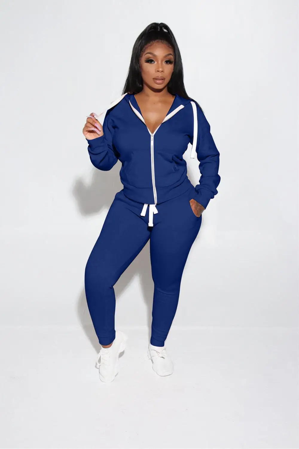 

Zoctuo Pant Set For Women Long Sleeve Casual Zipper Two Piece Set S-2XL Warm Solid Hooded Winter Tracksuit
