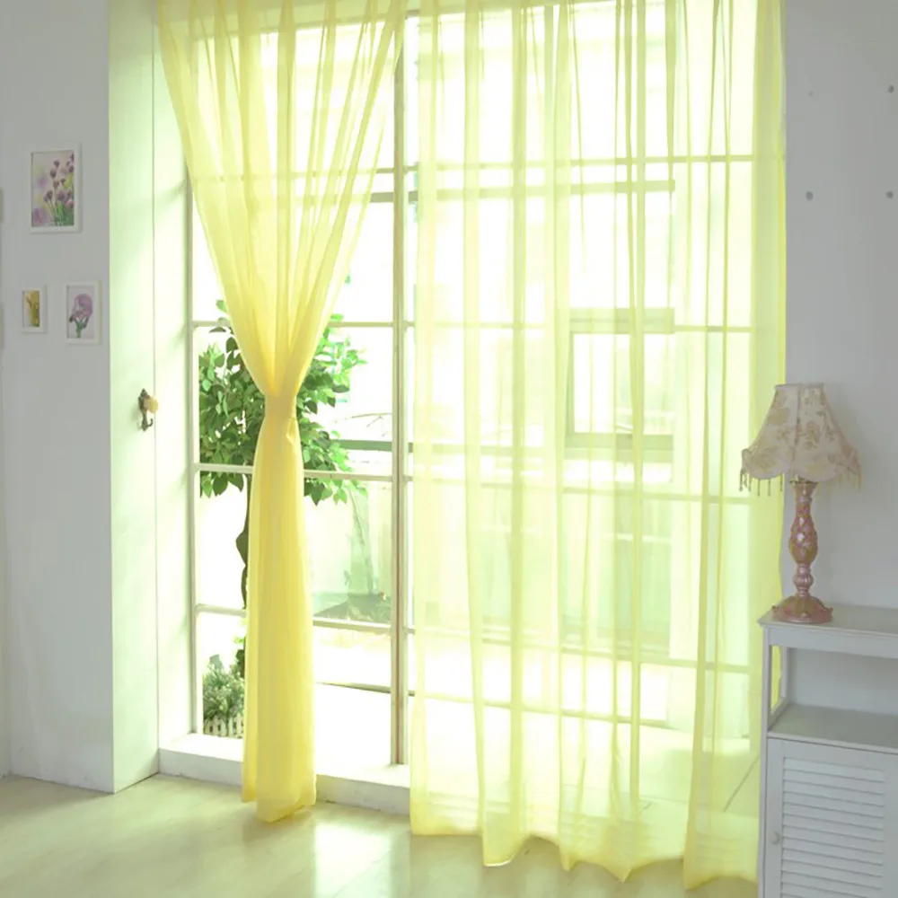 

1 Pcs Pure Color Tulle Door Window Curtain Drape Panel Sheer Scarf Valances Door Screen Mosquito Net Curtain Cortina Puerta