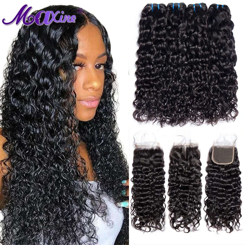 Пряди с застежкой 3 пряди бразильских волос волнистые и влажные человеческие