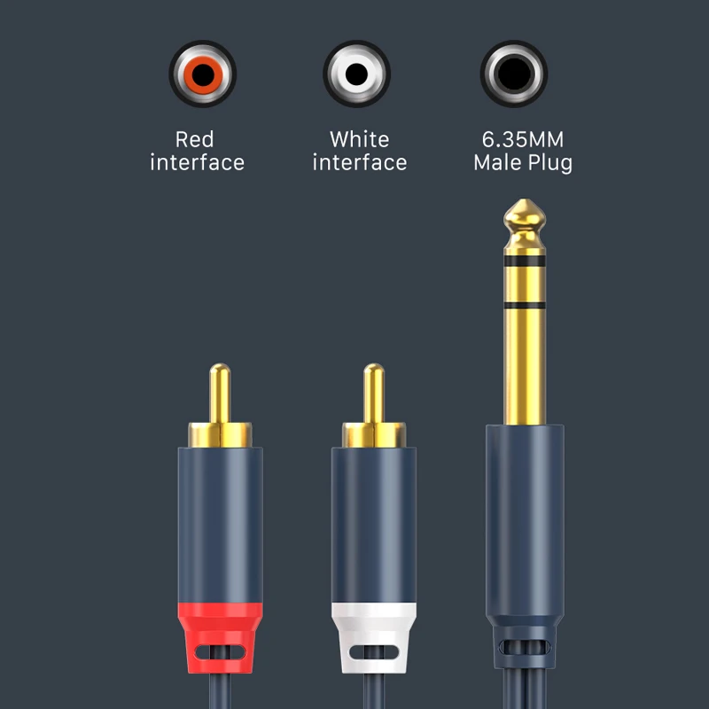 Кабель Cabletime с 2RCA разъемом 6 35 мм на 2rca штекер-штекер 1 8 м/фута позолоченный
