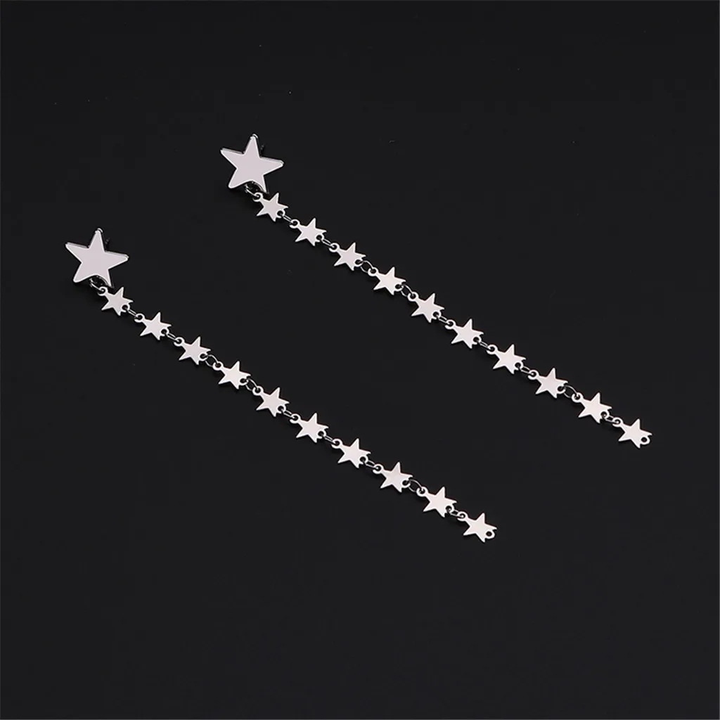 Женские длинные серьги со звездами гипоаллергенные модные золотые женские