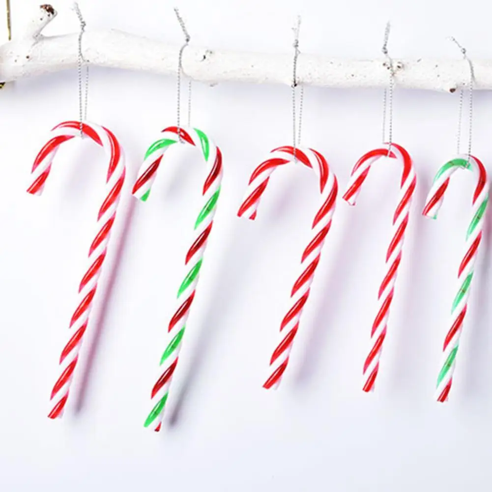 

6Pcs Plastic Candy Cane Sweet Christmas Tree Ornaments Decor Red Green Canes NEW Xmas Pendant Party Supplies Kids Gift 15cm