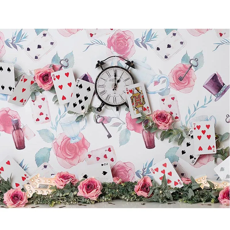 Mehofond игральные карты фон розовый цветочный узор часы Новорожденный ребенок