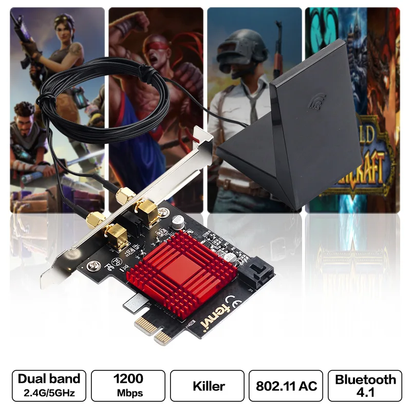 Двухдиапазонный 1200AC 1200 Мбит/с 2 4G/5 ГГц PCI-E 802.11ac беспроводной WiFi адаптер Killer Wlan