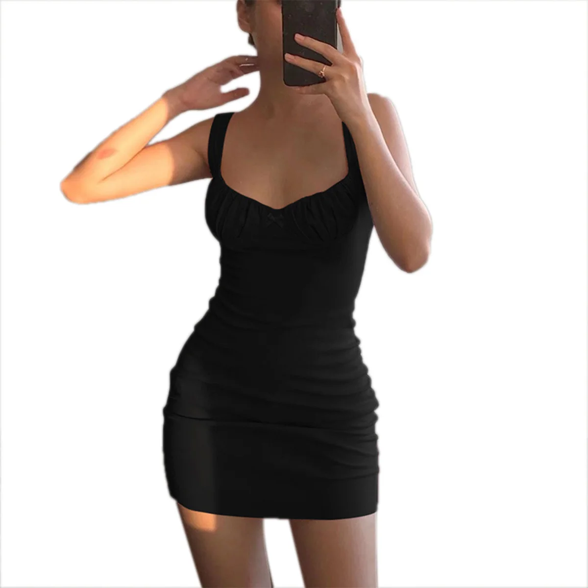 2020 сексуальное мини платье с рюшами женское черное Белое Облегающее Клубное