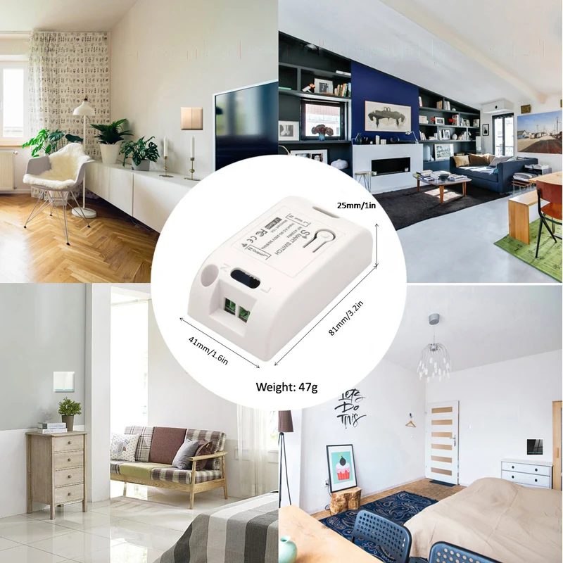 433 МГц Универсальный RF SmartLifeAPP Wifi переключатель AC 220 В WALLPanel AmazonAlexa кнопочный