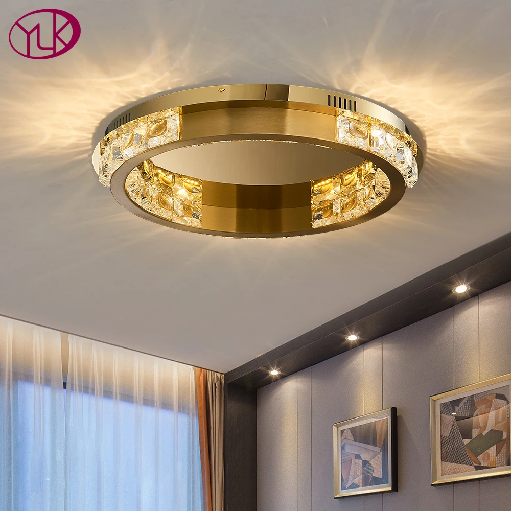 Хрустальная люстра для спальни потолка Роскошный домашний декор Золотая