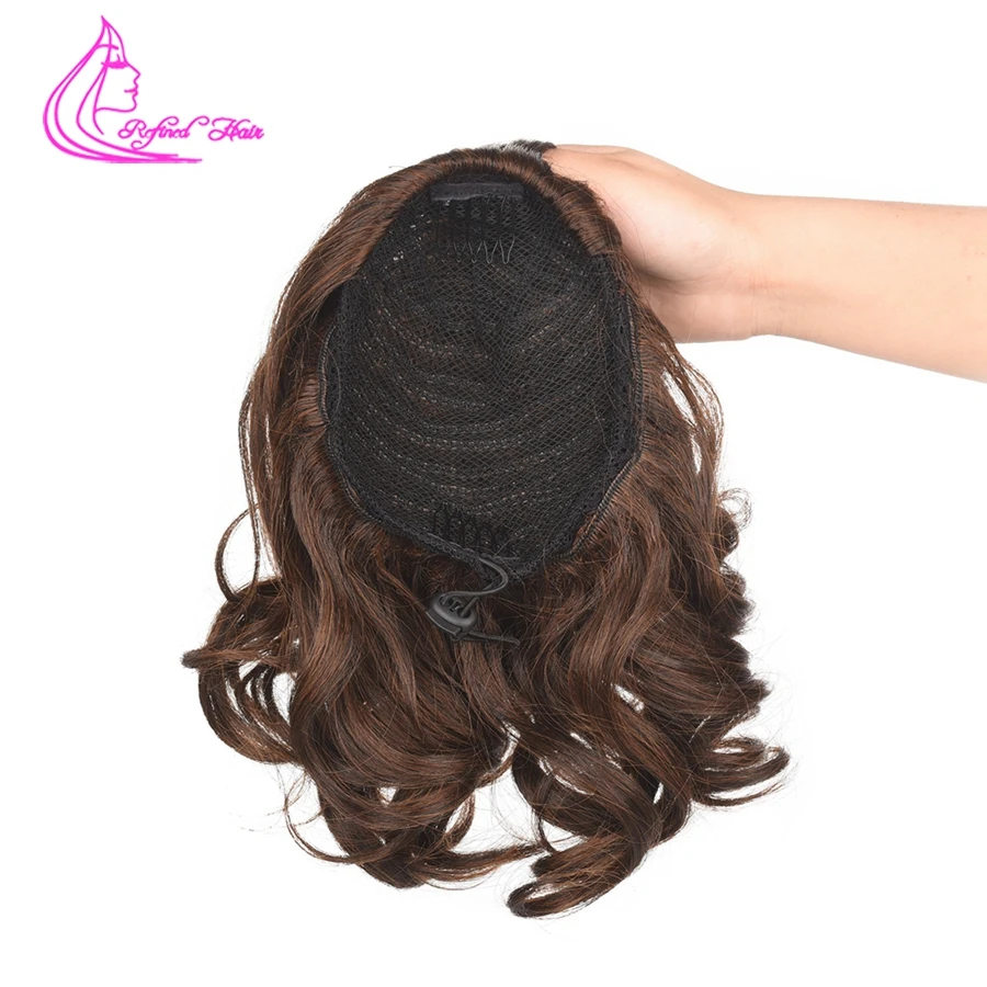 Утонченные короткие волнистые волосы с 2 зажимами в хвосте искусственные