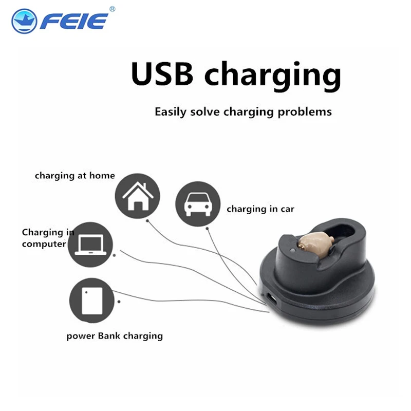 S 102 слуховой аппарат Перезаряжаемые ITE ухо слуховые аппараты для пожилых людей