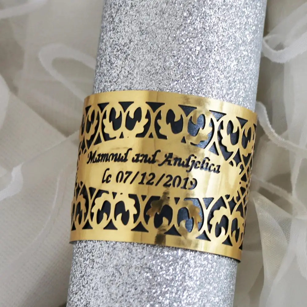 100 шт./лот металлическое бумажное кольцо для салфетки держатель на заказ слово