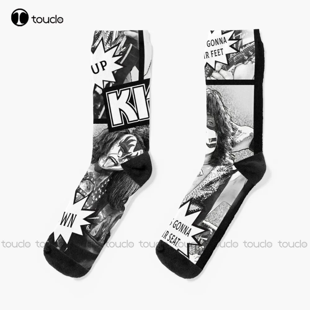 

Kiss Spaceman Starchild Demon Catman Kiss Army Concert Dertoit Rock City Comic Style Socks Baseball Socks Personalized Custom