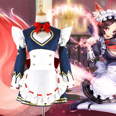 

Hight Quality Game 5v5 Arena Game Penta Storm Da Ji Little Fox Master Maid Women Cosplay Costume Dress + Apron + Bowknot