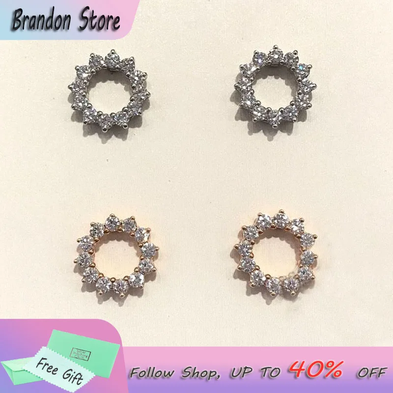 

Tif New S925 Sterling Silver High Quality Fashion Zircon Sunflower Earrings Ladies Classic Charm Luxury Exquisite Jewelry Gift