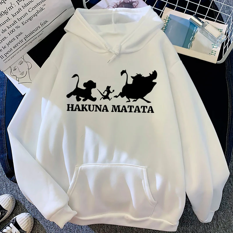 Толстовка женская с капюшоном Hakuna Matata милая мультяшная толстовка рисунком Симбы