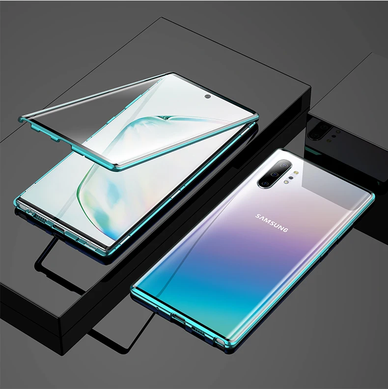 Магнитный металлический стеклянный чехол для телефона samsung Galaxy Note 10, 9, 8, S10, E, 5G, S9, S8 Plus, защитный чехол на магните