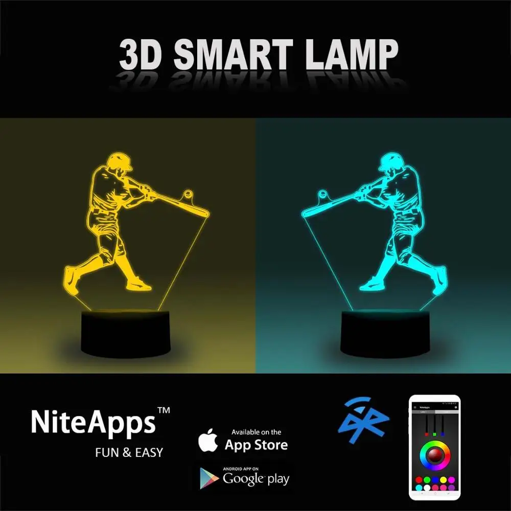 NiteApps 3D бейсбольная игра ночник настольная Иллюзия украшение лампа подарок на