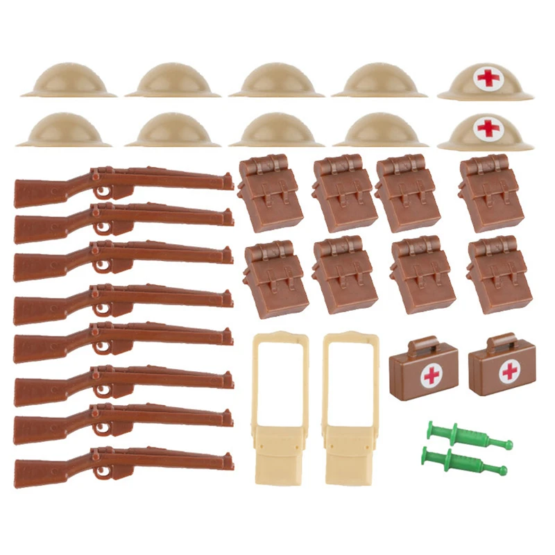 

WW2 Military Soldiers British Army Medical Accessories Infantry Field Troops Building Blocks Weapon Gun Bricks Toy Child D138