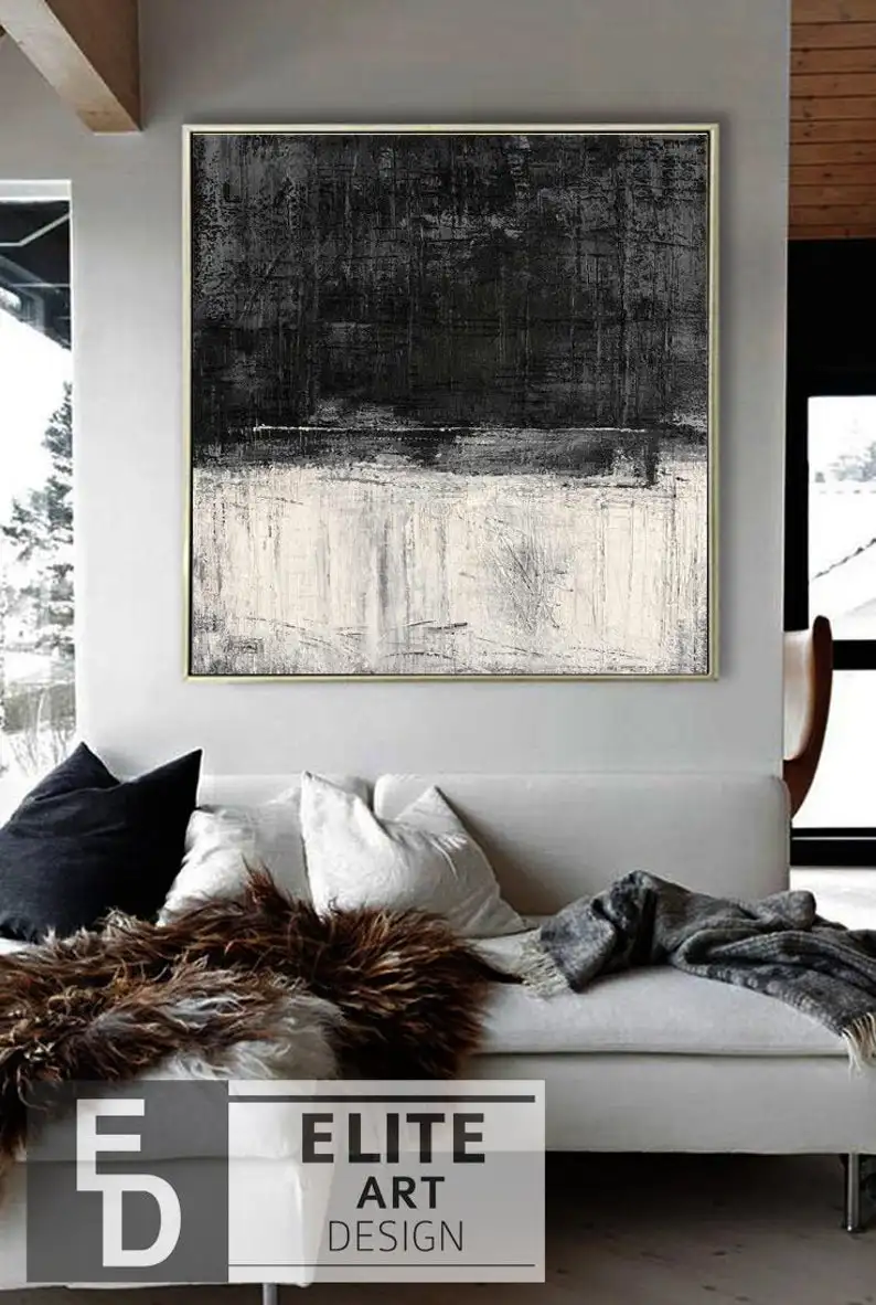 

Black And White Painting Extra Large Wall Art Abstract Painting Original Contemporary Oversized Painting Black White Oil Artwork