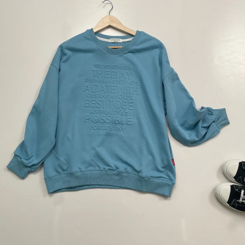 

Sweater women's long-sleeved loose round neck gray Korean version of the 2021 spring new women's fashion pullover hoodless top