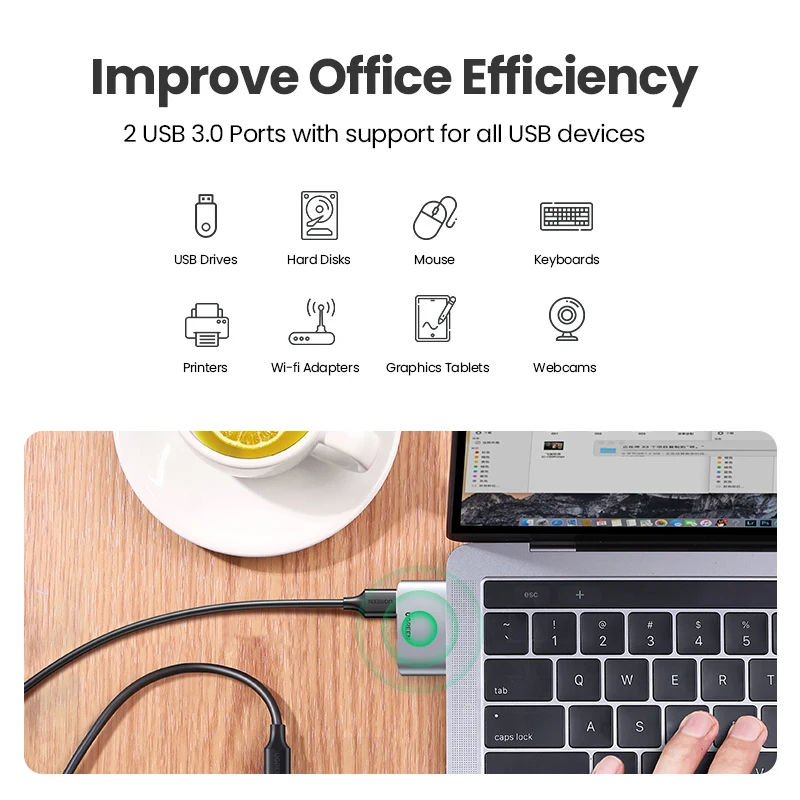 USB-концентратор Ugreen с портом USB Type-C 3 1 на 0 5 Гбит/с | Компьютеры и офис
