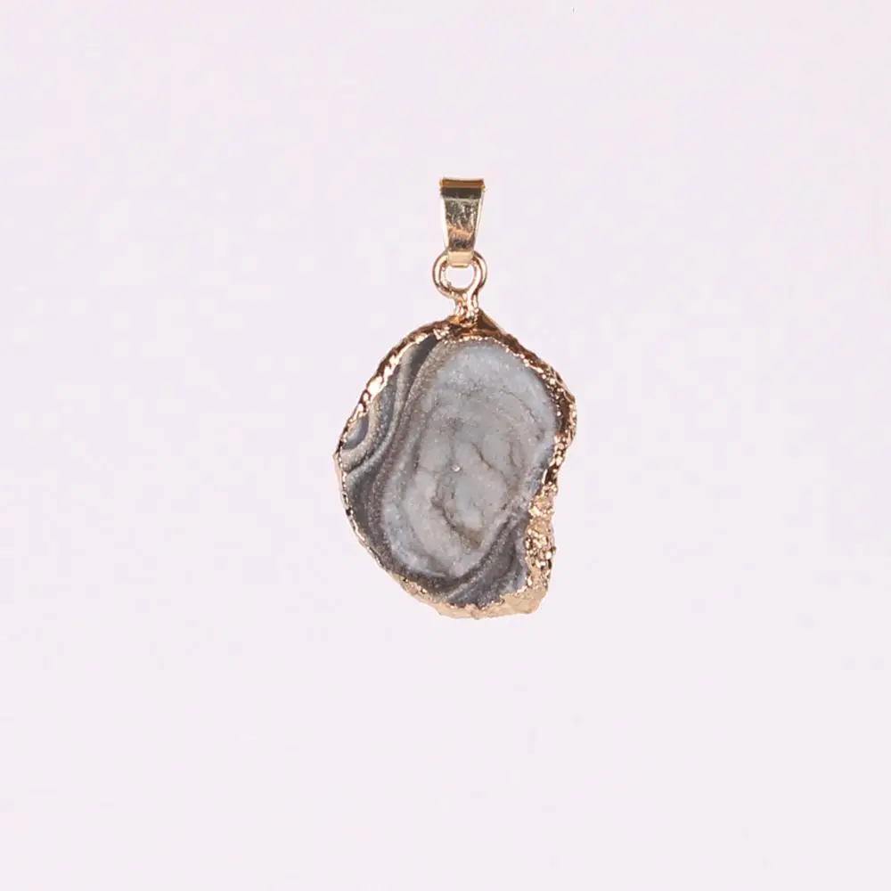 

6PCS Wholesale Drusy Pendant irregular Shaped Natural Stone Necklace Women quartz pendant Crystal Geode Jewelry making