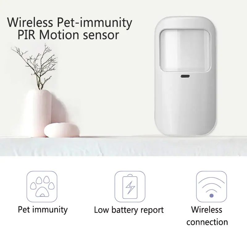 

433 MHz Wireless Motion Sensor Detector Pet-immune Infrared metal PIR Security Alarm System for Home Accessories Remote Control