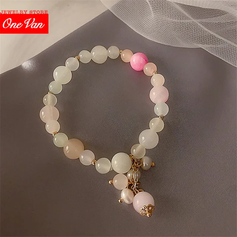 

2020 super new original design natural crystal StoneElastic Bracelet South Korea strawberry crystal girl bead bracelet bracelet