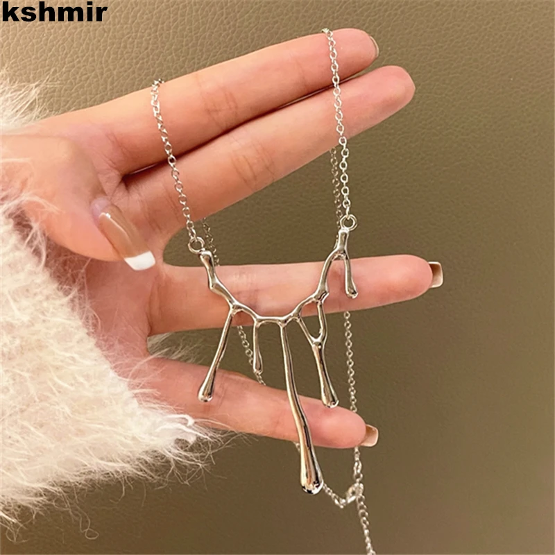 

kshmir South Korea's new abstract irregular lava drop necklace women's delicate choker necklace fashion necklace birthday party