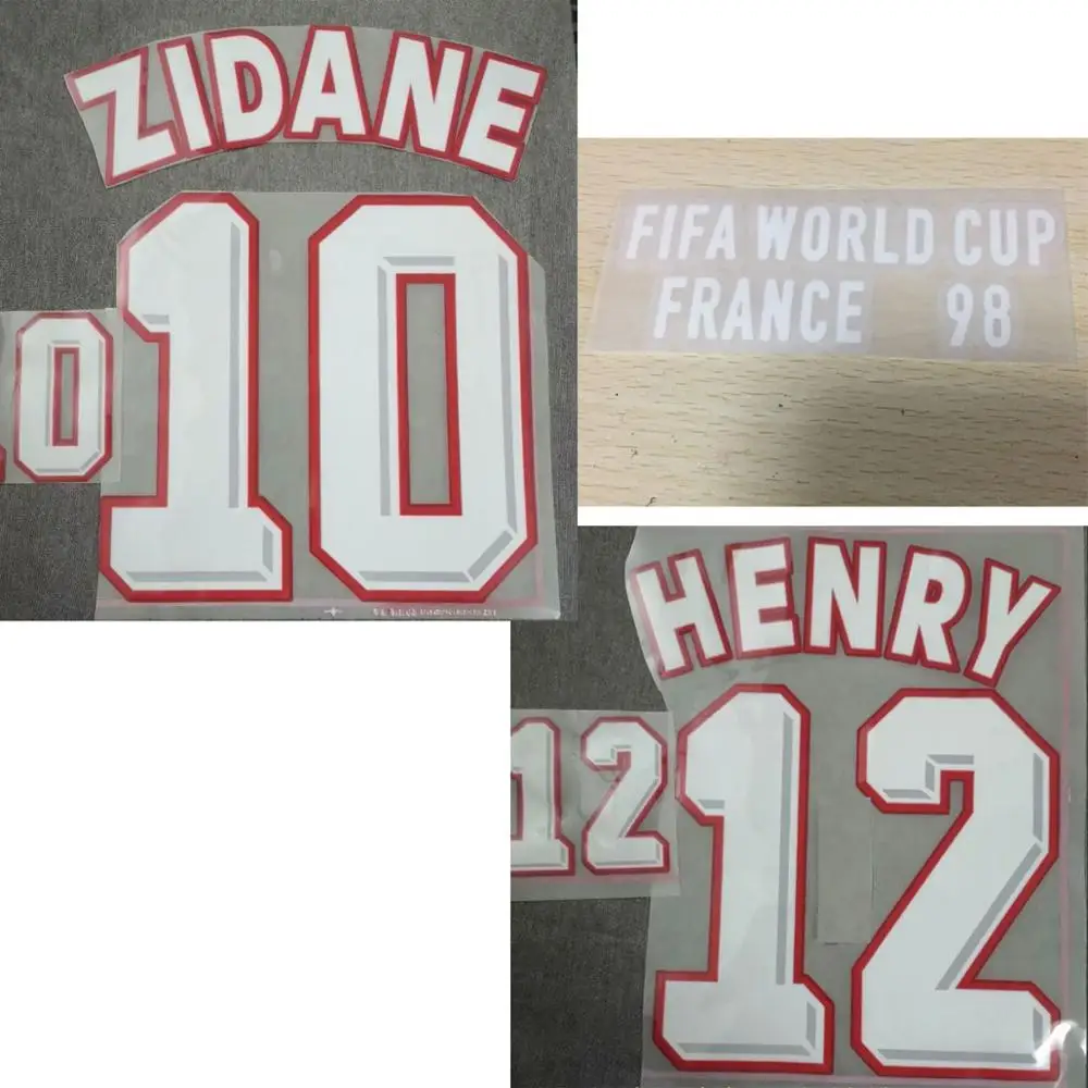 1998 Zidane Nameset Henry имя номер бархат фетр Lextra Zidace печать и Final Match Подробная информация