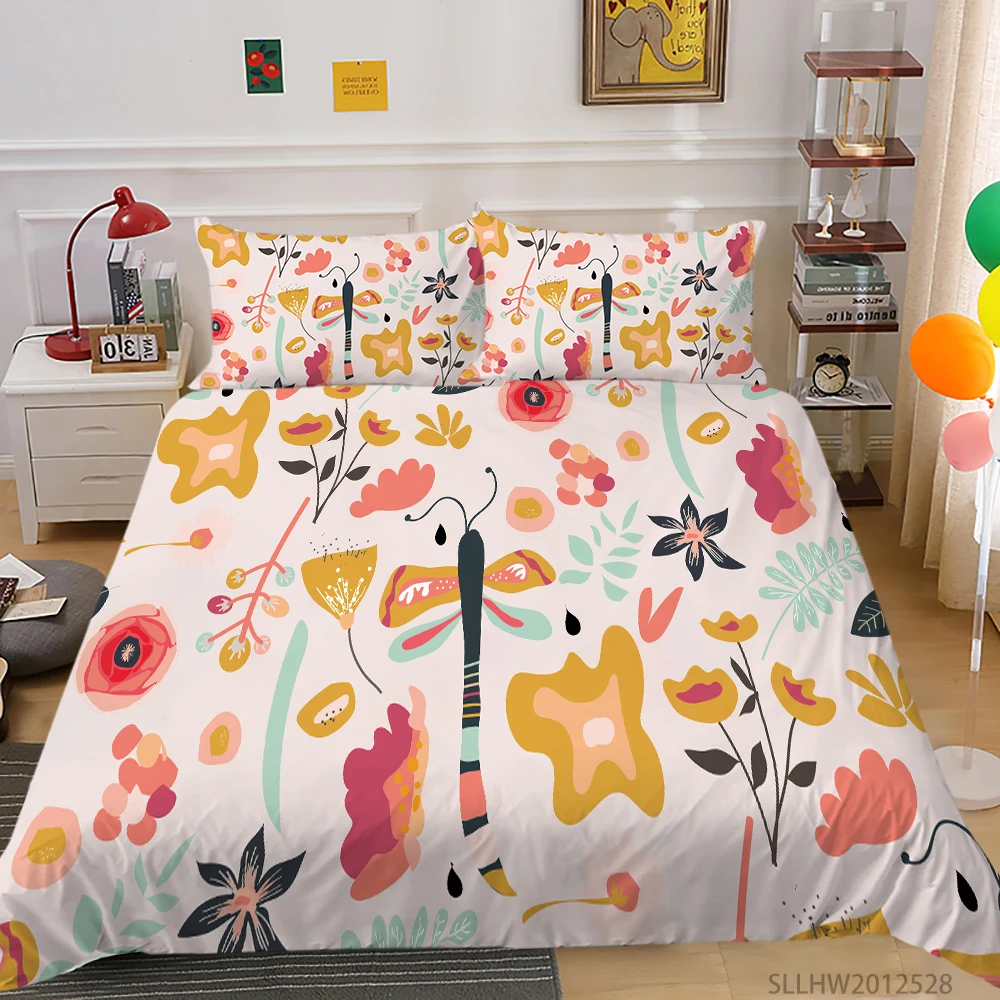 

3D Cartoon Pink Pattern Bedding Set 2/3pcs Bed Duvet Cover Pillowcases Kids Comfortable Quilt Covers Sets Best Gift