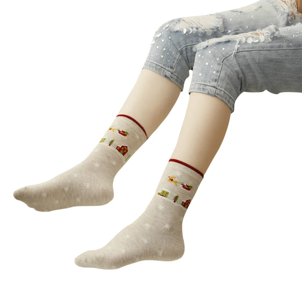 SAGACE Модные женские носки для девочек Забавные удобные дышащие с принтом Санта