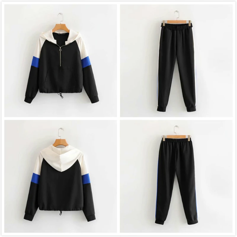 Женский спортивный костюм из двух предметов Повседневный пуловер с капюшоном и