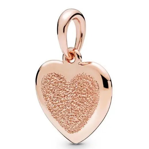 

Подвески из серебра 925 пробы с розой, матовые подвески в виде сердца, бусины подходят для браслетов и ожерелий pandora, ювелирные изделия «сдела...