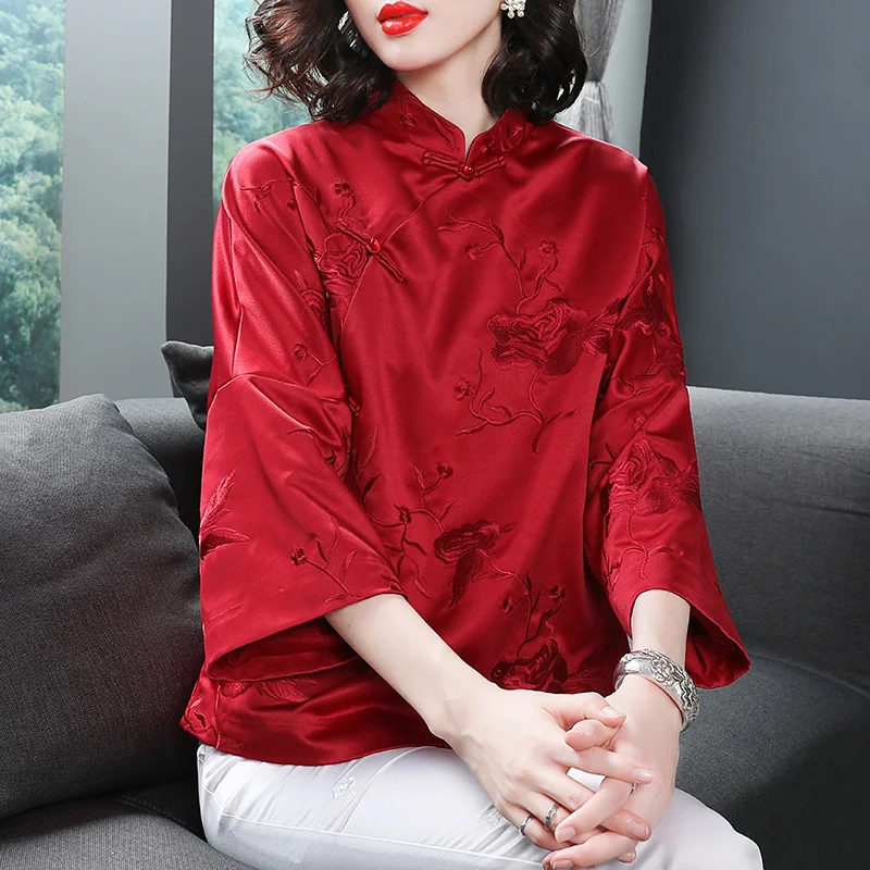 2021 китайские традиционные куртки рубашки вышивка cheongsam стиль топ блузка Ретро