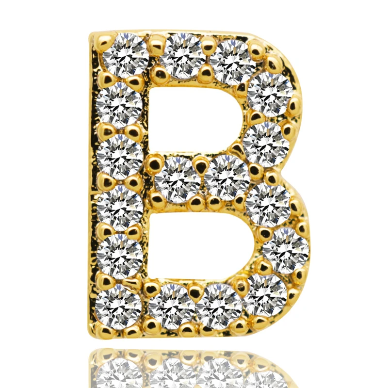 Хип-хоп 26 букв Золотые/серебряные зубы Grillz все Iced Out микро Pave CZ зубные грили с силиконовые Украшения для тела подарок B40