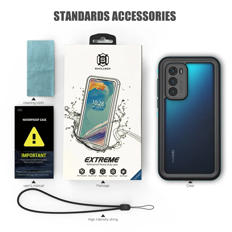 Водонепроницаемый чехол для Huawei P40 Pro P30 Lite противоударный силиконовый Mate 30 P20 |