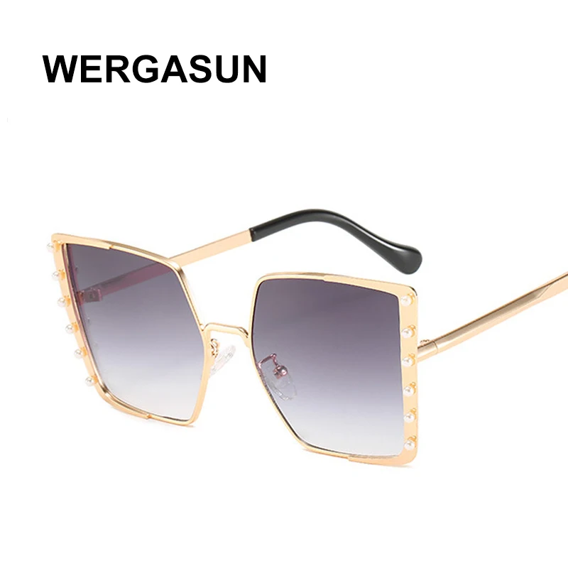 Большие солнцезащитные очки WERGASUN женские и мужские ретро с бриллиантами