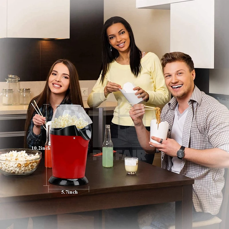 

Popcorn Maker Hot Air PopCorn Popper 1200W with Measuring Cup No Oil for Home Party -Corn Machine US Plug